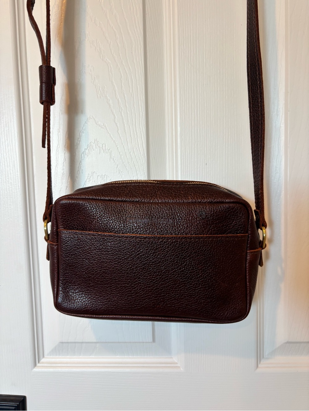 Portland Leather Dark Brown Pebbled Crossbody Bag